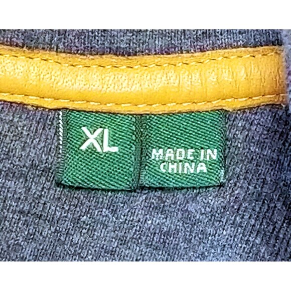 ORVIS Blue Pullover Knit Sweater Tan Leather Trim Elbow Patches Sz XL 1/4 Zip - Picture 7 of 9